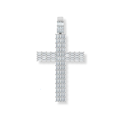 Baguette Silver Cross Pendant