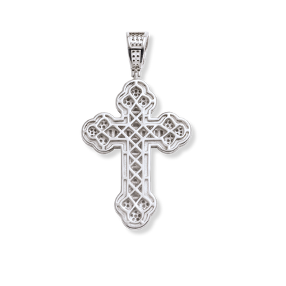 Moissanite Cross Pendant – 925 Silver Iced Baguette Jewelry