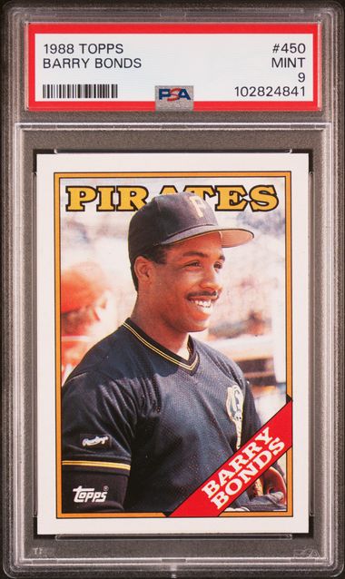Graded 1988 Topps Barry Bonds #450 2nd Year Baseball Card PSA 9 Mint