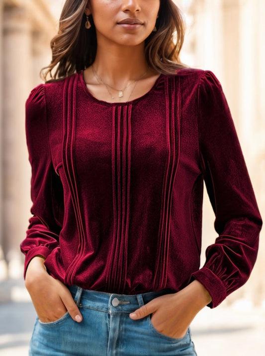 Velvet Elegance – Long Sleeve Blouse