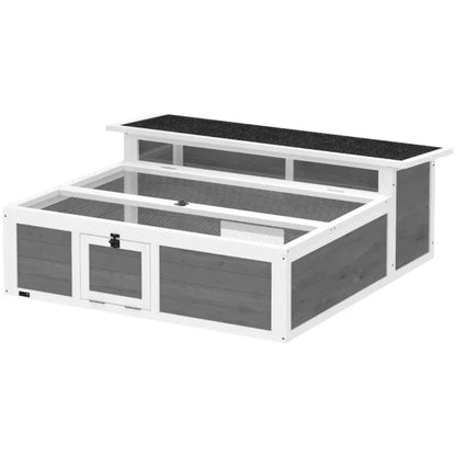 Dual-Zone Wooden Tortoise Habitat & Basking Run