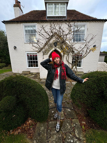 Classic Cuffed Pom Pom Beanie, Scarlet Red