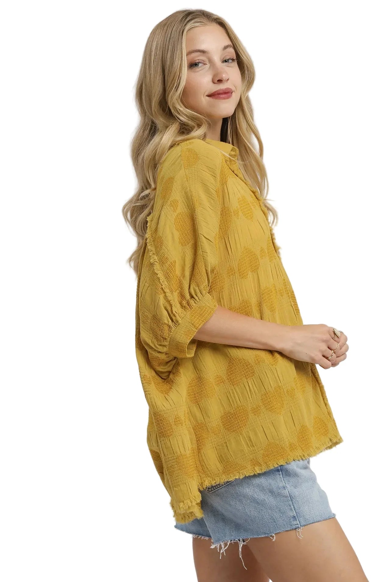 Jacquard Heart Collared Shirt