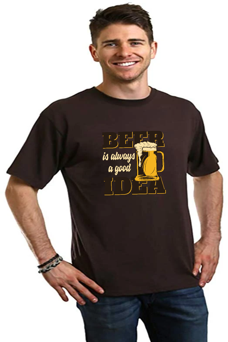 Beer Idea Men's Bamboo Viscose/Organic Cotton Short Sleeve Graphic T-Shirt