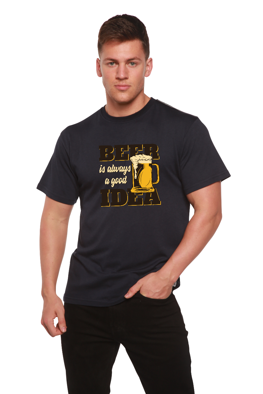 Beer Idea Men's Bamboo Viscose/Organic Cotton Short Sleeve Graphic T-Shirt