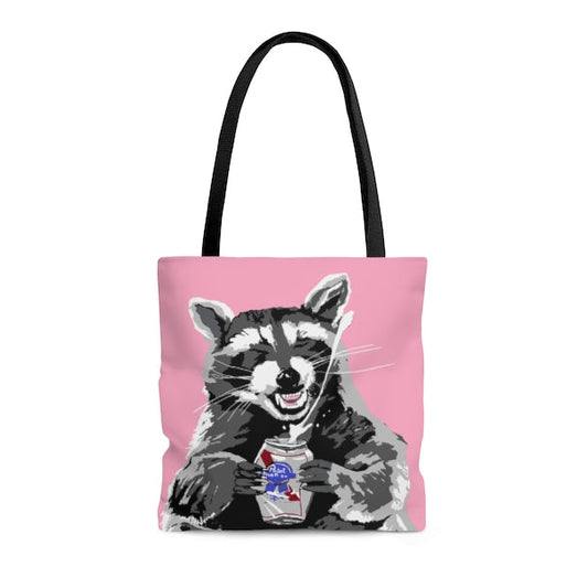 Beer Bandit Raccoon Tote Bag Pink