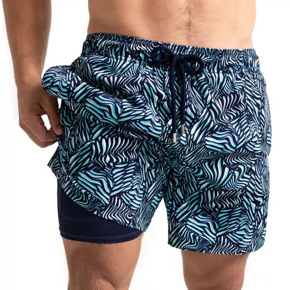 Beta Blue Hybrid Short, Compression Lined Swim and Resort Trunk
