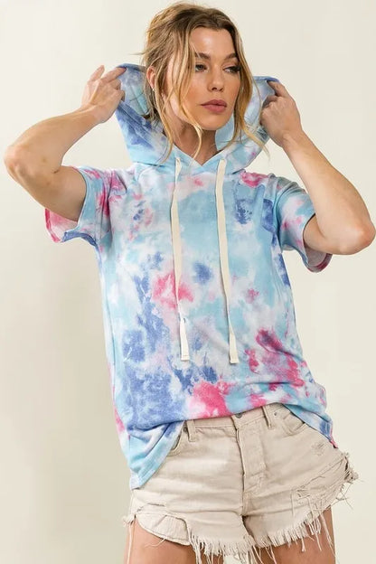BiBi Tie Dye Terry Hoodie with Drawstring