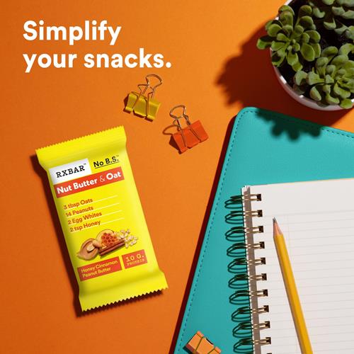 Rxbar Nut Butter And Oat Protein Bars, Protein Snacks, Snack Bars, Honey Cinnamon Peanut Butter, 9.7Oz Box (5 Bars)