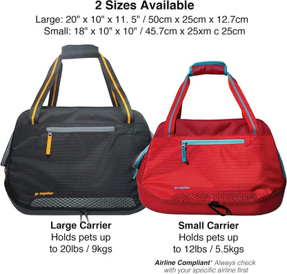 Explorer Dog Carrier - Comfortable Carrier for Travel - Water-Resistant Armorsole Base - Airline Compliant - Storage Pocket - for Cats & Small Dogs up to 20 Lb - Red/Blue