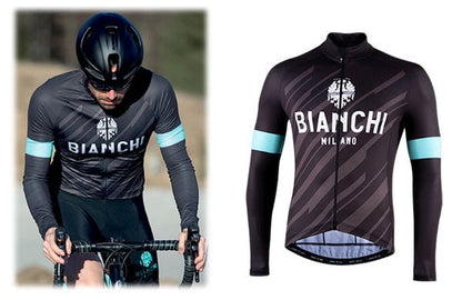 Bianchi Bianzone Men's Long Sleeve Cycling Jersey (Black) S, M, L, XL, 2XL, 3XL, 4XL