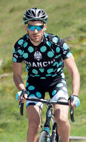Bianchi-Milano Victory Men's Bib Shorts - Polka Dots (Black / Celeste) S, 4XL
