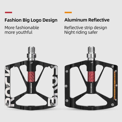 Bicycle Pedals Aluminum Alloy Ultralight Non-Slip Rainproof Reflective Bearing Road Bike Pedal Cycling Accessories Mountain Bike Pedals Ultra Strong Aluminum Alloy Flat Pedals Cycling Sealed Bearings Light Weight And Large Platform