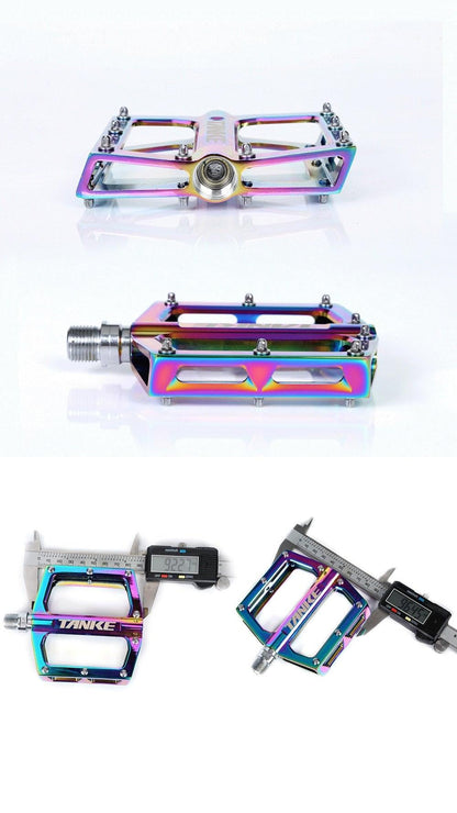 Bicycle pedals Ultralight Aluminum Alloy Colorful Hollow Anti-Skid Bearing Mountain Bike Foot pedal Pedals Aluminum Road Bike Pedals Sealed Bearing Bicycle Lightweight Platform Flat Pedals For Road Bikes