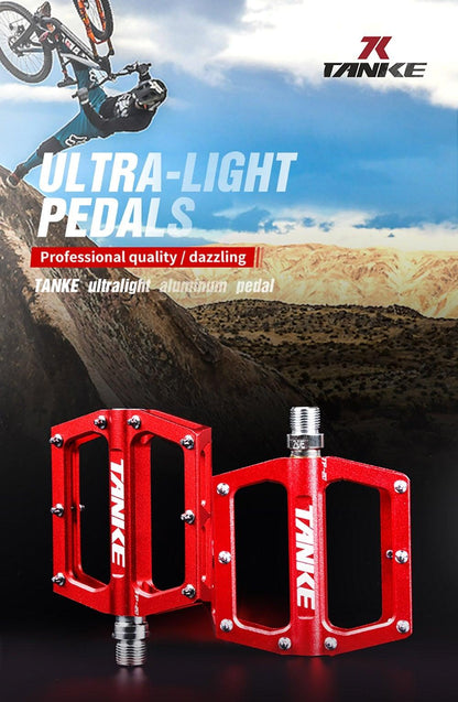 Bicycle pedals Ultralight Aluminum Alloy Colorful Hollow Anti-Skid Bearing Mountain Bike Foot pedal Pedals Aluminum Road Bike Pedals Sealed Bearing Bicycle Lightweight Platform Flat Pedals For Road Bikes