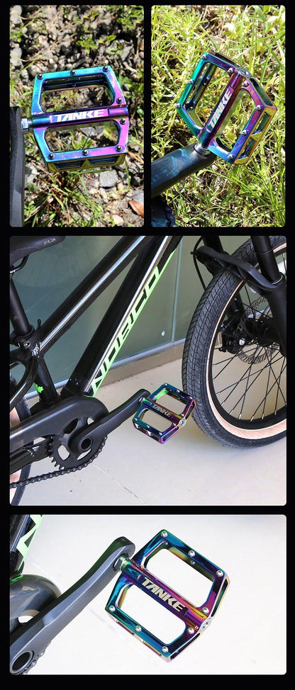 Bicycle pedals Ultralight Aluminum Alloy Colorful Hollow Anti-Skid Bearing Mountain Bike Foot pedal Pedals Aluminum Road Bike Pedals Sealed Bearing Bicycle Lightweight Platform Flat Pedals For Road Bikes