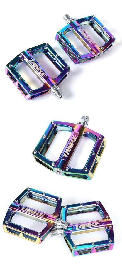 Bicycle pedals Ultralight Aluminum Alloy Colorful Hollow Anti-Skid Bearing Mountain Bike Foot pedal Pedals Aluminum Road Bike Pedals Sealed Bearing Bicycle Lightweight Platform Flat Pedals For Road Bikes