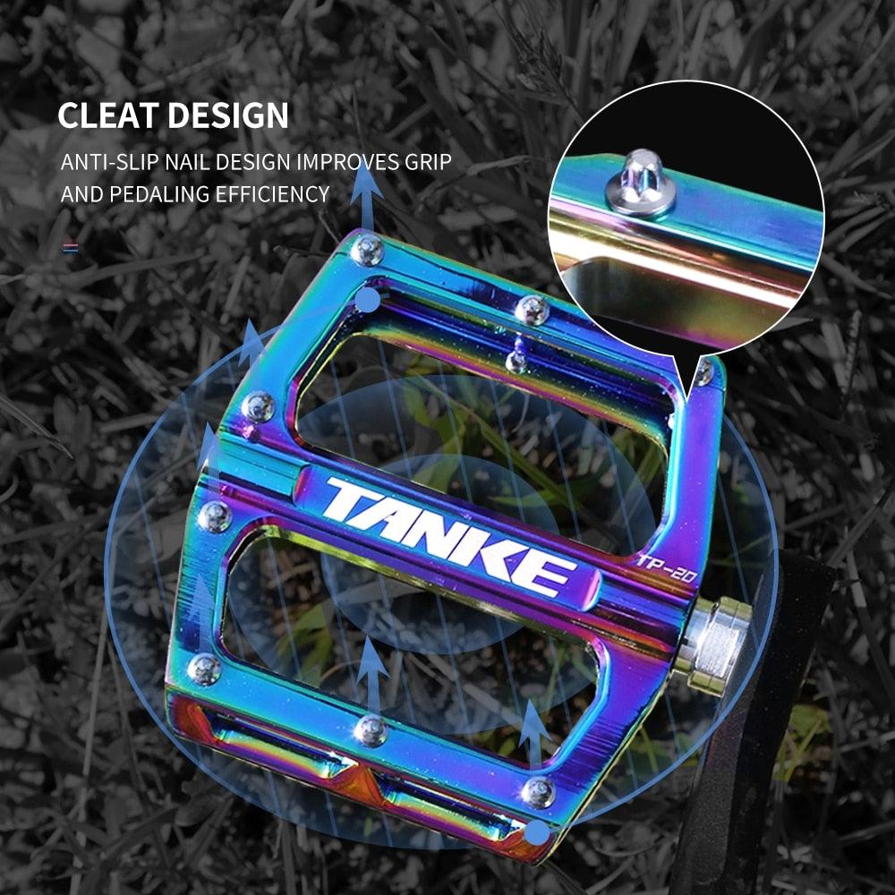 Bicycle pedals Ultralight Aluminum Alloy Colorful Hollow Anti-Skid Bearing Mountain Bike Foot pedal Pedals Aluminum Road Bike Pedals Sealed Bearing Bicycle Lightweight Platform Flat Pedals For Road Bikes