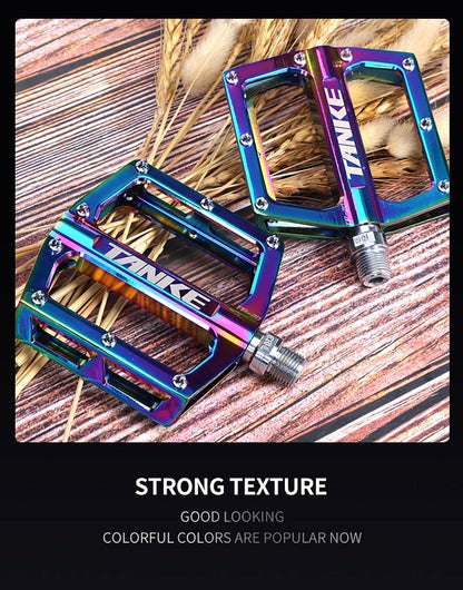 Bicycle pedals Ultralight Aluminum Alloy Colorful Hollow Anti-Skid Bearing Mountain Bike Foot pedal Pedals Aluminum Road Bike Pedals Sealed Bearing Bicycle Lightweight Platform Flat Pedals For Road Bikes