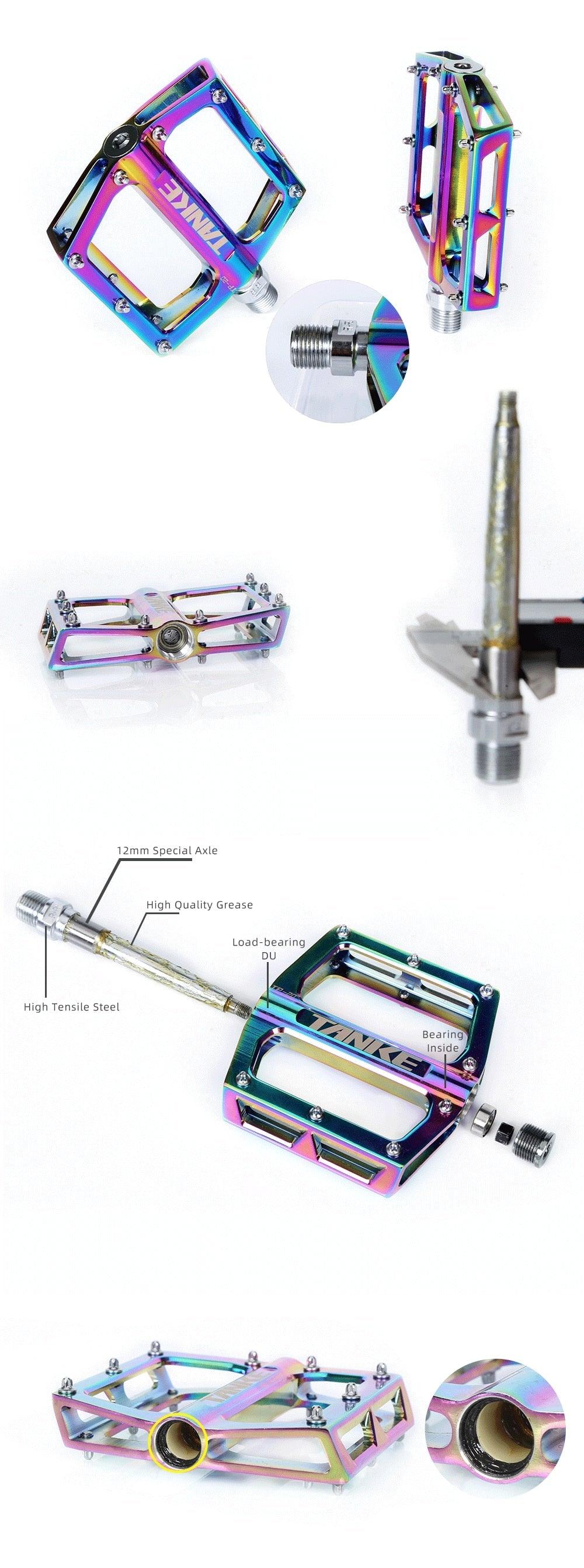 Bicycle pedals Ultralight Aluminum Alloy Colorful Hollow Anti-Skid Bearing Mountain Bike Foot pedal Pedals Aluminum Road Bike Pedals Sealed Bearing Bicycle Lightweight Platform Flat Pedals For Road Bikes