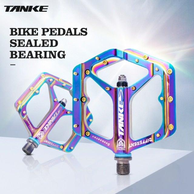 Bicycle pedals Ultralight Aluminum Alloy Colorful Hollow Anti-Skid Bearing Mountain Bike Foot pedal Pedals Aluminum Road Bike Pedals Sealed Bearing Bicycle Lightweight Platform Flat Pedals For Road Bikes