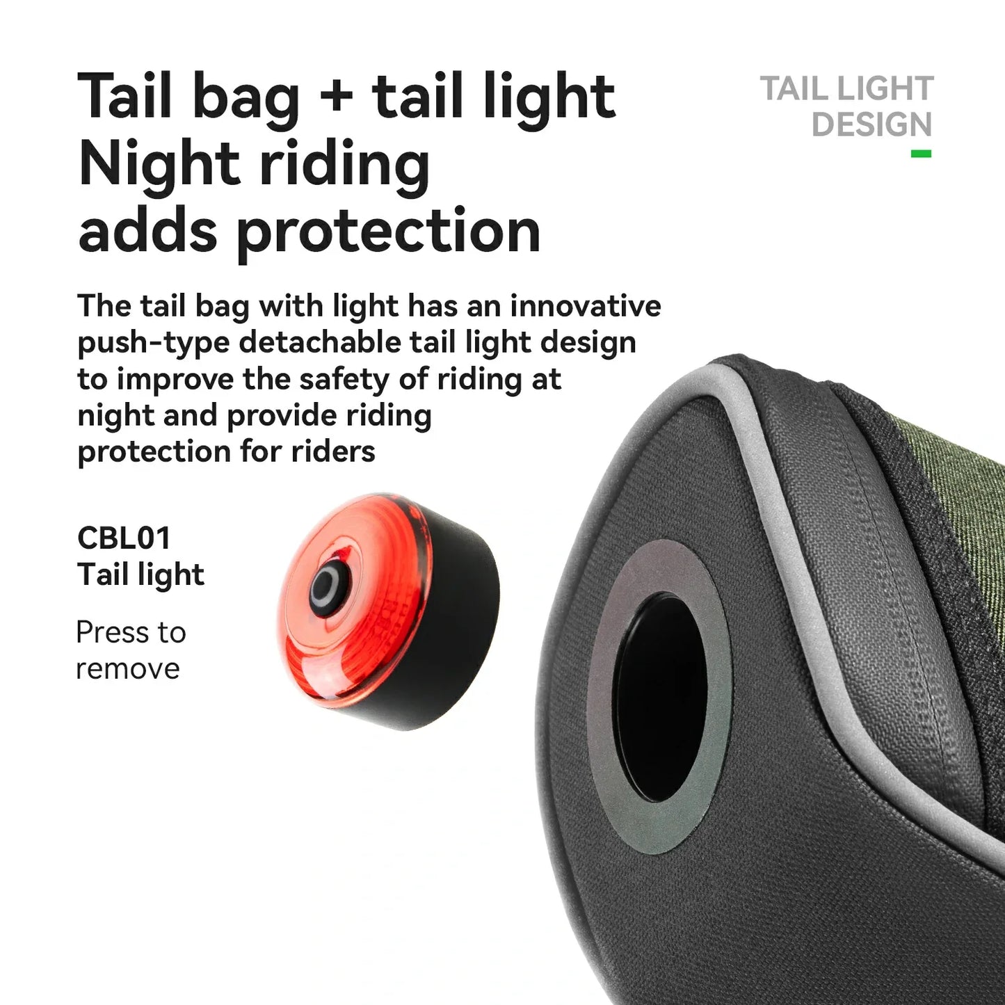 Multifunctional Cycling Tail Bag With Light
