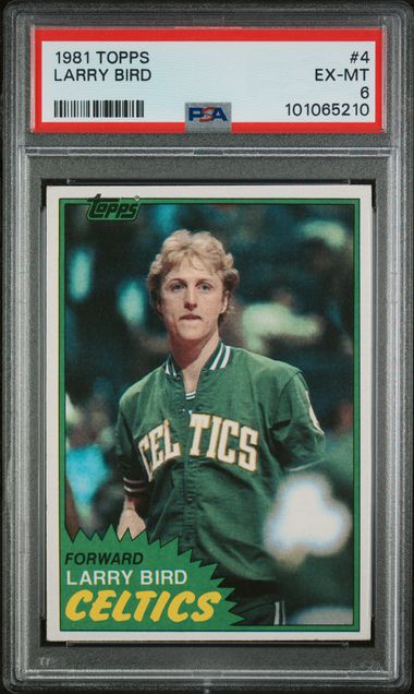 Graded 1981 Topps Larry Bird #4 2nd Year Basketball Card PSA 6 EX-MT