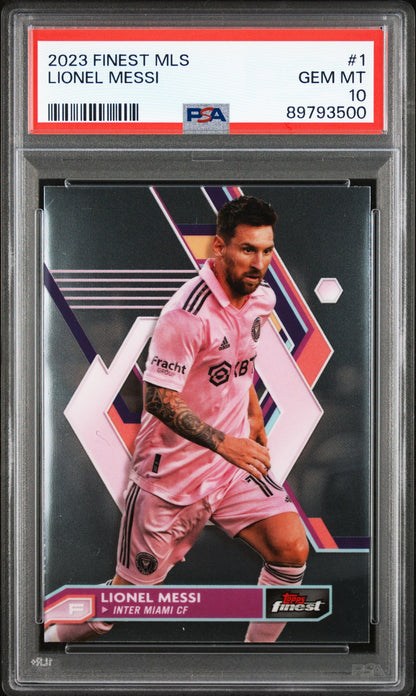 Graded 2023 Topps Finest Lionel Messi #1 Soccer Card PSA 10 Gem Mint