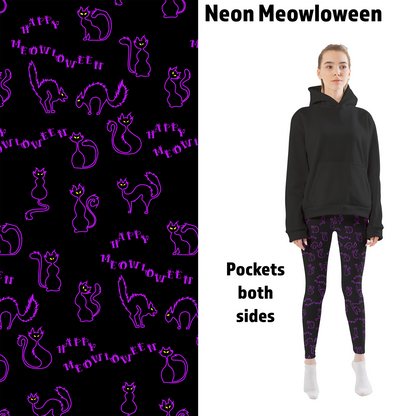 Neon Meowloween Halloween Leggings with Pockets