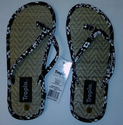 Tropix Coconut Straw Hibiscus Pattern Flip Flops