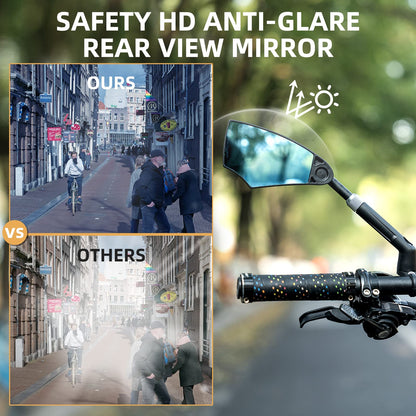 ROCKBROS 360° Adjustable Handlebar Bike Mirror with Anti-Glare Glass - Triathlete Store