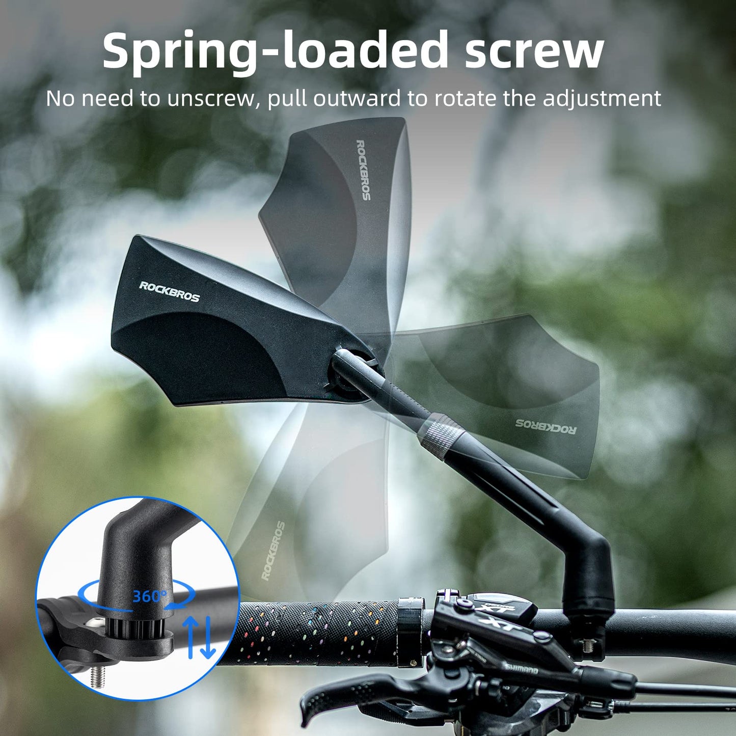 ROCKBROS 360° Adjustable Handlebar Bike Mirror with Anti-Glare Glass - Triathlete Store