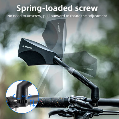ROCKBROS 360° Adjustable Handlebar Bike Mirror with Anti-Glare Glass - Triathlete Store
