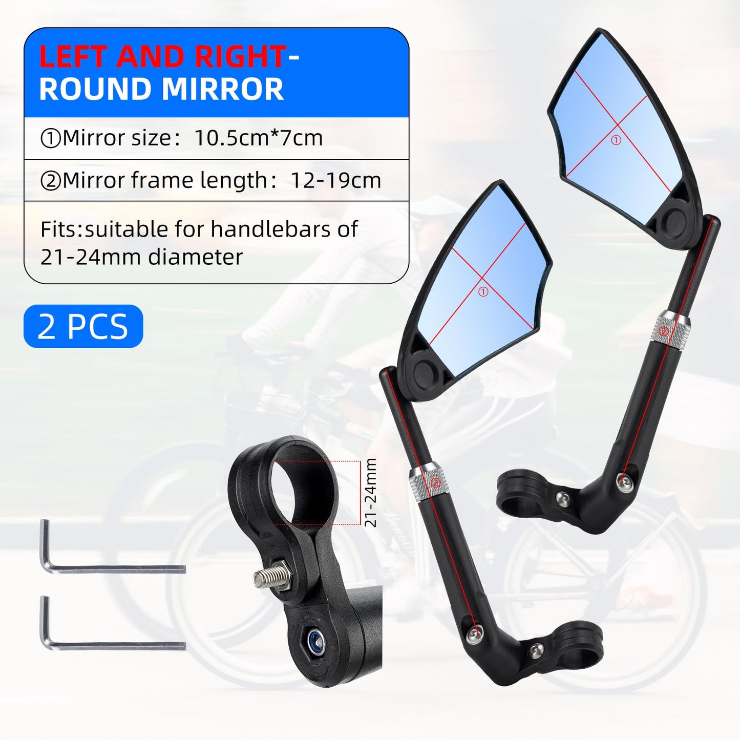 ROCKBROS 360° Adjustable Handlebar Bike Mirror with Anti-Glare Glass - Triathlete Store