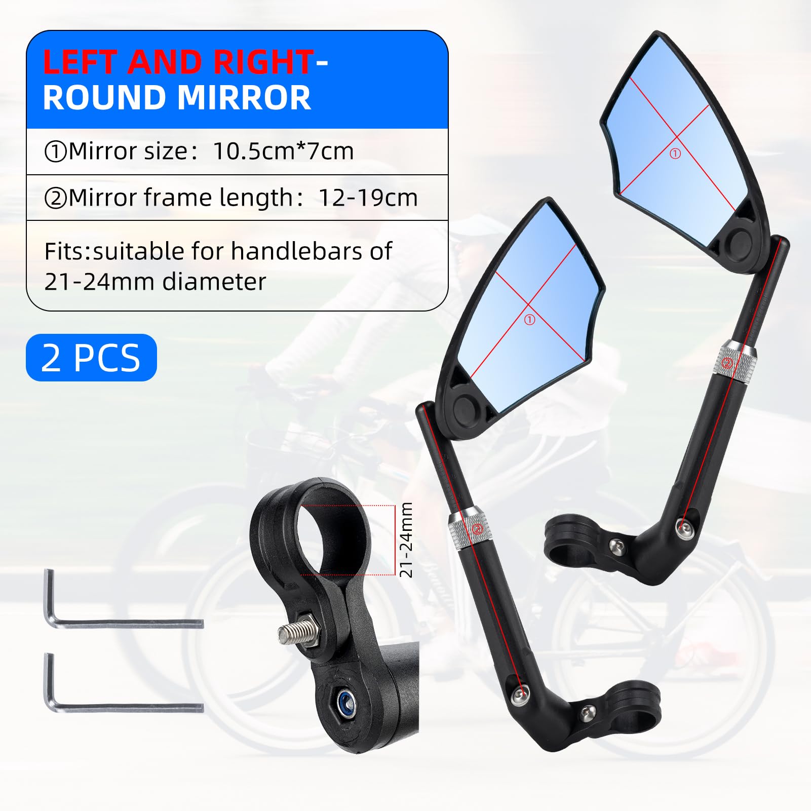 ROCKBROS 360° Adjustable Handlebar Bike Mirror with Anti-Glare Glass - Triathlete Store