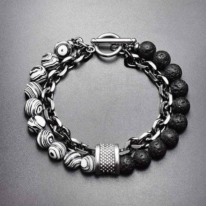 Black Malachite Lava Stone Bracelet