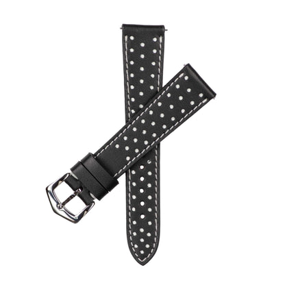 Black & White "Driver" Leather Watch Strap