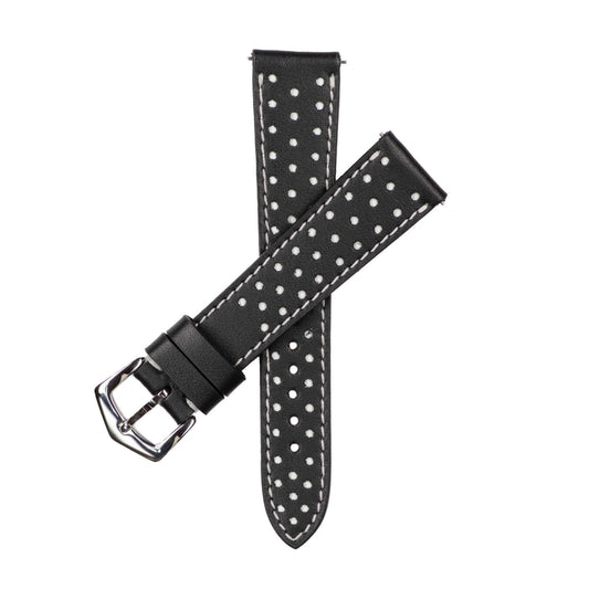 Black & White "Driver" Leather Watch Strap