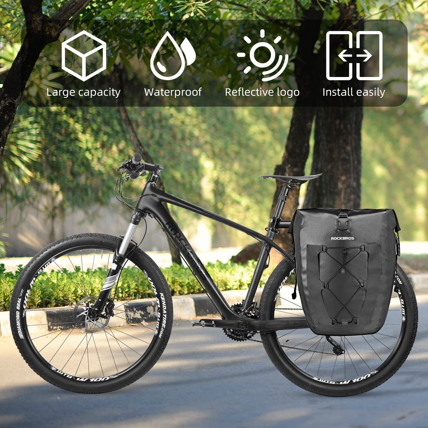 ROCKBROS Waterproof 27L Large Capacity Bike Rear Rack Bicycle Pannier Bag Waterproof