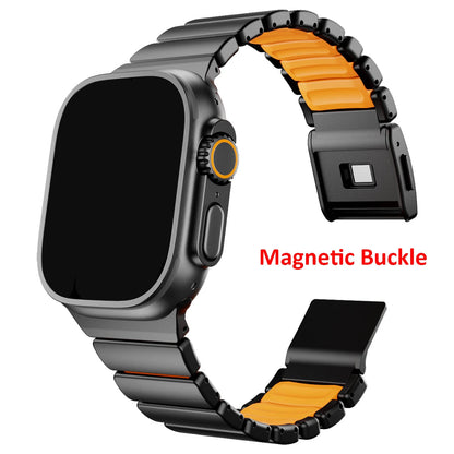 Premium Stainless Steel and Titanium Apple Watch Band | Soft Silicone Lining