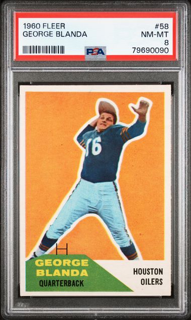 Graded 1960 Fleer George Blanda #58 Football Card PSA 8 NM-MT