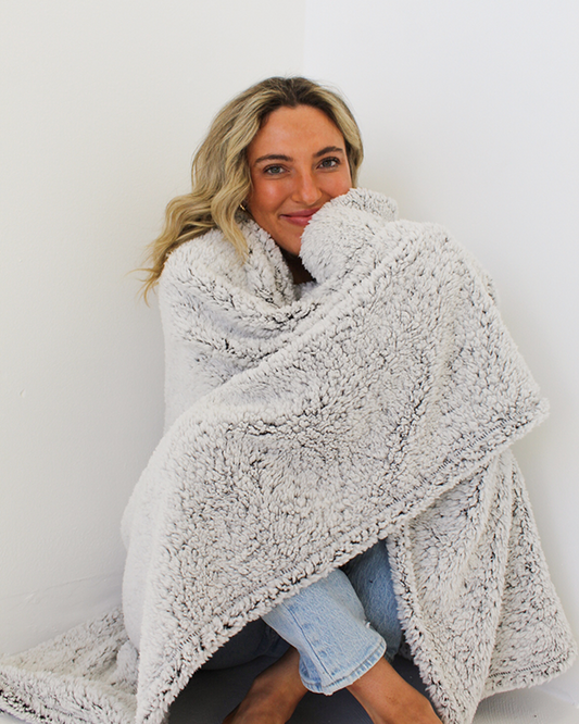 Koloa Sherpa Blanket- Grey Heather