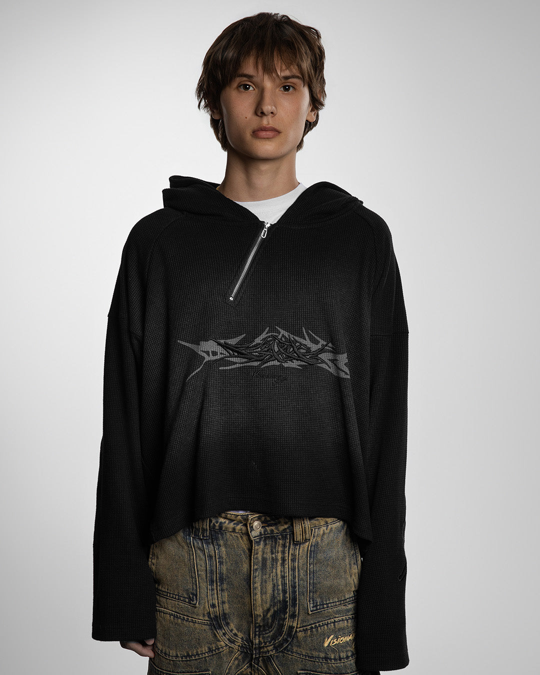 X-RAY THERMAL KNIT HOODIE V2 ( SHADOW BLACK )