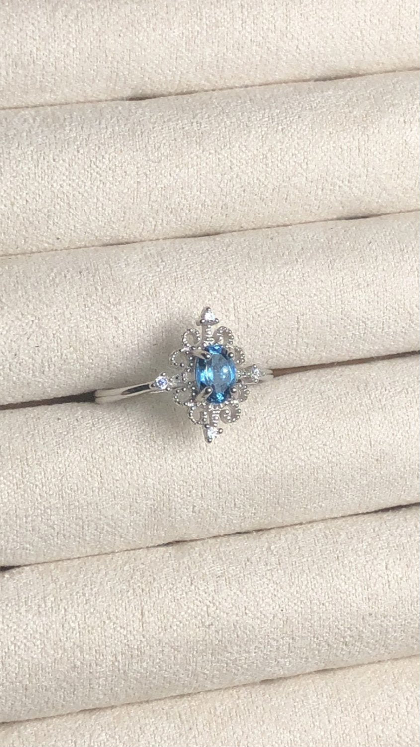 Blue Apatite Ring – Sterling Silver 925, Adjustable