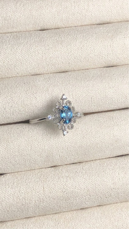 Blue Apatite Ring – Sterling Silver 925, Adjustable