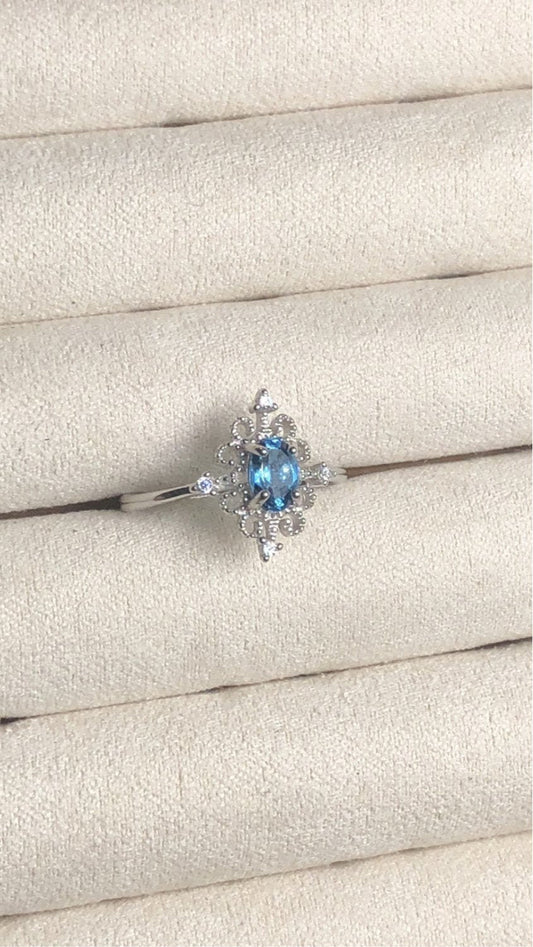 Blue Apatite Ring – Sterling Silver 925, Adjustable