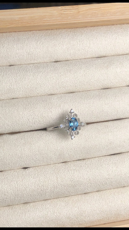 Blue Apatite Ring – Sterling Silver 925, Adjustable