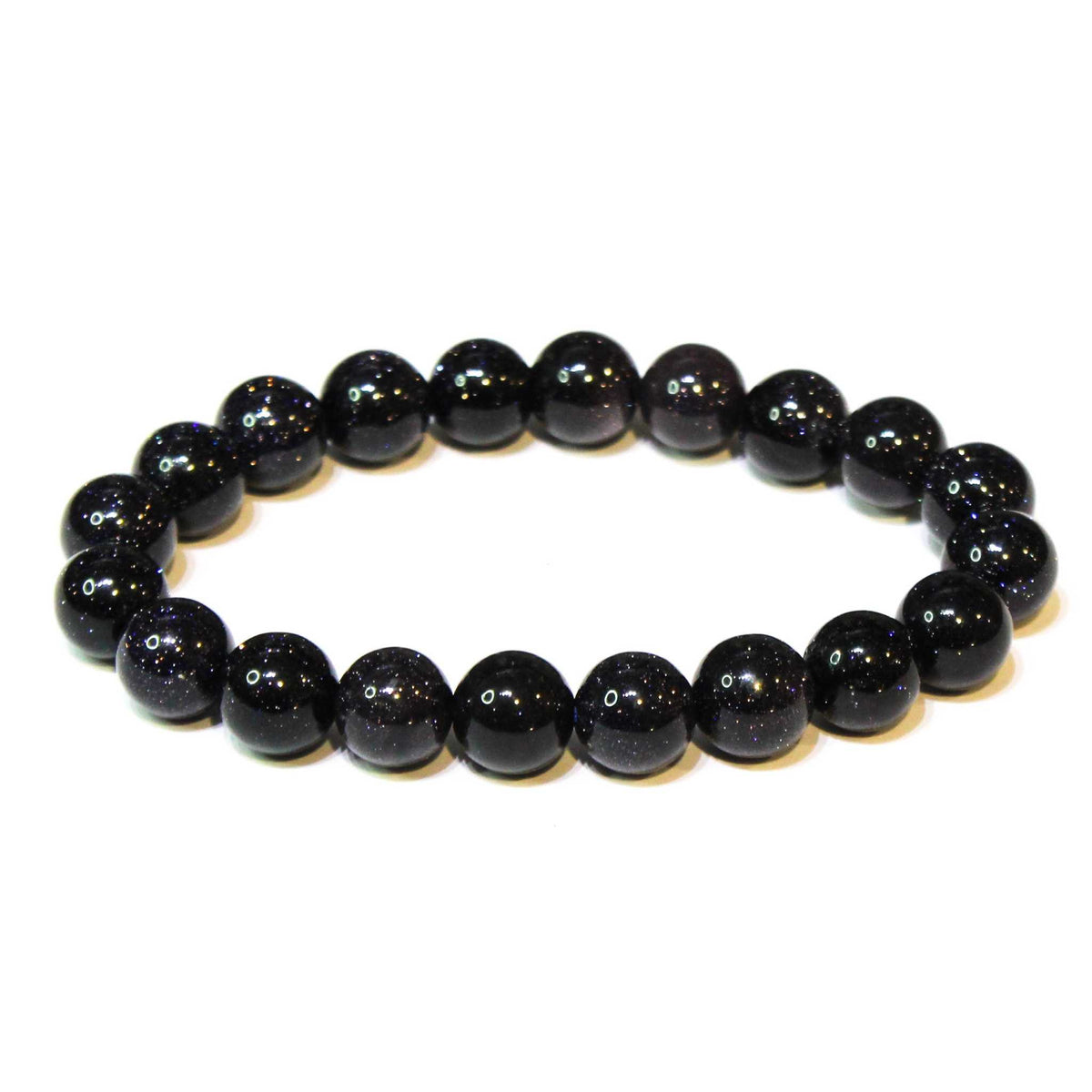 Blue Goldstone Round Bead Bracelet - Symbol of the Night Sky
