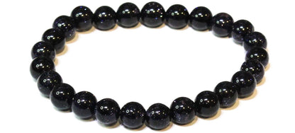 Blue Goldstone Round Bead Bracelet - Symbol of the Night Sky