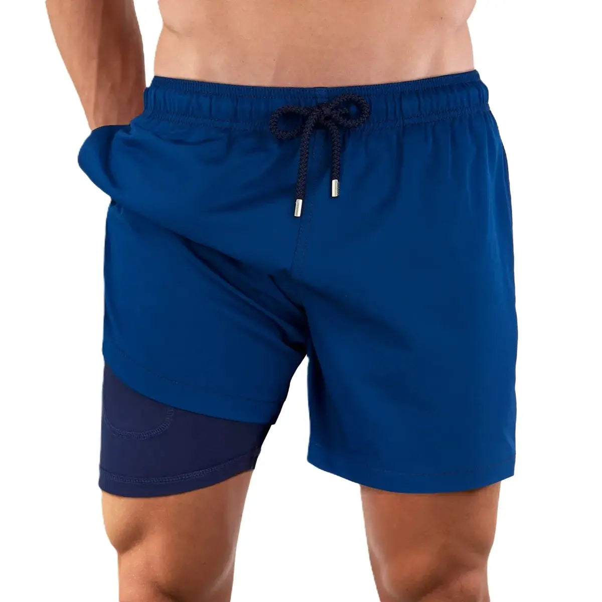 Blue Sapphire Hybrid Short, Compression Lined Swim and Resort Trunk